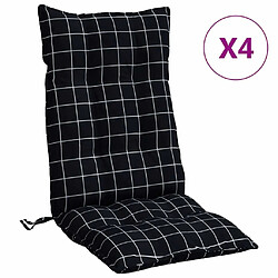 Maison Chic lot de 4 Coussins Confort,Coussins de chaise à dossier haut motif carreaux noir -GKD67103