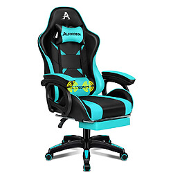 ALFORDSON Chaise Gaming avec Chaise Bureau de Massage Lombaire Cyan et Noir