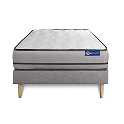 ACTISOM Ensemble matelas ACTIFLEX NIGHT 90x200cm RESSORTS ENSACHES 3zones de confort + sommier KIT gris