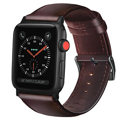 Avis Wewoo Pour Apple Watch séries 5 et 4 40 mm / 3 et 2 et 1 38 mm huile bracelet en cuir cire véritable rouge brun