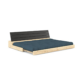 Avis Inside 75 Canapé lit futon BASE bleu pétrole couchage 130cm dossiers noirs coffres