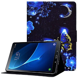 Etui en PU anti-chute avec support et porte-cartes pour votre Samsung Galaxy Tab A 10.1 (2016) T580/T585 - papillon bleu