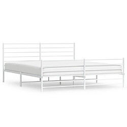 Maison Chic Lit adulte - Lit simple Cadre de lit métal avec tête de lit/pied de lit,Structure du lit Contemporain pour chambre blanc 180x200cm -MN55524