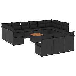 Maison Chic Salon de jardin avec coussins 14 pcs | Ensemble de Table et chaises | Mobilier d'Extérieur noir résine tressée -GKD45764