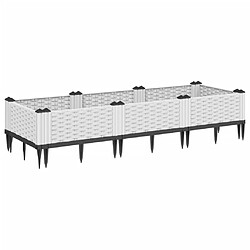 vidaXL Jardinière avec piquets blanc 125x40x28,5 cm PP