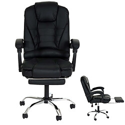 Avis Decoshop26 Fauteuil de bureau sur roulettes pivotant avec repose-pieds extensible en PVC noir 04_0006232