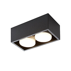 NETTLIFE 2 Spots de plafond en saillie noir avec lumière orientable blanc chaud moderne 2x5W GX53 carré plat pour cuisine salon salle à manger