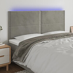 Maison Chic Tête de lit moderne à LED lumineuse pour chambre - Décoration de lit Gris clair 160x5x118/128 cm Velours -MN86473