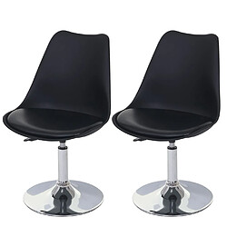 Decoshop26 Lot de 2 chaises pivotantes chaise de cuisine réglable en hauteur en PVC noir piètement chromé 04_0000271