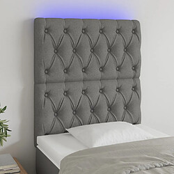 Maison Chic Tête de lit scandinave à LED,meuble de chambre Gris foncé 80x7x118/128 cm Tissu -MN73041