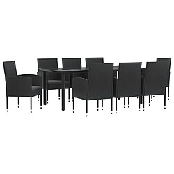 vidaXL Ensemble à manger de jardin 9 pcs noir résine tressée et acier