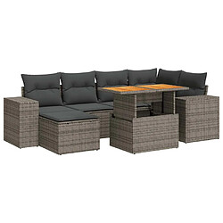 vidaXL Salon de jardin avec coussins 7 pcs gris résine tressée