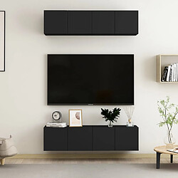 vidaXL Meubles TV 4 pcs Noir 60x30x30 cm Bois d'ingénierie