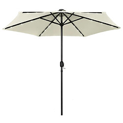 vidaXL Parasol de jardin et lumières LED mât en aluminium blanc sable