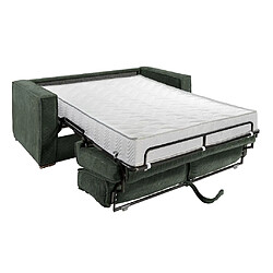 Vente-Unique Canapé 3 places convertible express en velours côtelé vert sapin - Couchage 140 cm - Matelas 18 cm LORETO pas cher