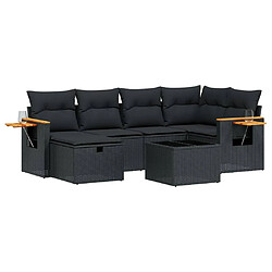 Maison Chic Ensemble Tables et chaises d'extérieur 7pcs avec coussins,Salon de jardin noir résine tressée -GKD327834