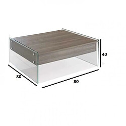 Inside 75 Table basse relevable BELLA 80x80cm coloris noyer piétement en verre