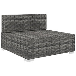 vidaXL Siège central sectionnel 1 pc et coussins Résine tressée Gris