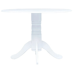 vidaXL Table à manger Blanc 106 cm Bois d'hévéa massif