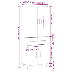 vidaXL Buffet haut Gris béton 69,5x34x180 cm Bois d'ingénierie pas cher