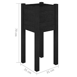 vidaXL Jardinières d'extérieur 2 pcs Noir 31x31x70 cm Bois de pin pas cher