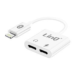 Adaptateur Audio et Charge iPhone vers Double Lightning Compact LinQ Blanc