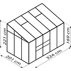 Avis Vitavia Serre de jardin en polycarbonate 4 mm et aluminium vert emeraude avec embase Ida 201. x 324.30 x 220.80 cm.