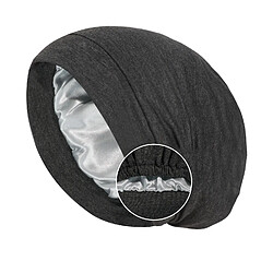 INF Bonnet de nuit doublé de satin double couche pour femme, couvre-tête de sommeil doux DarkGrey