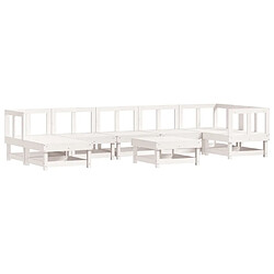 Avis Maison Chic Salon de jardin 8 pcs + coussins - Mobilier/Meubles de jardin - Table et chaises d'extérieur blanc bois massif -MN56152