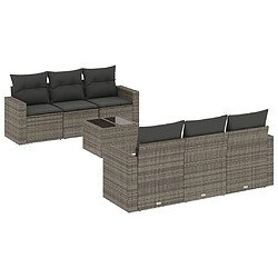 Maison Chic Salon de jardin avec coussins 7 pcs | Ensemble de Table et chaises | Mobilier d'Extérieur gris résine tressée -GKD86010