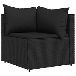 vidaXL Canapé d'angle de jardin avec coussins Noir Résine tressée