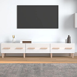 Avis Maison Chic Meuble TV scandinave - Banc TV pour salon Blanc brillant 150x34,5x30 cm Bois d'ingénierie -MN36756