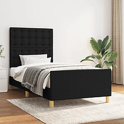 vidaXL Cadre de lit sans matelas avec tête de lit noir 90x200 cm tissu