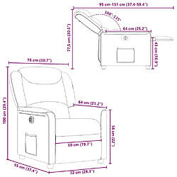 vidaXL Fauteuil inclinable électrique Noir Tissu pas cher