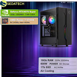 Sedatech PC Gamer • AMD Ryzen 7 5700X • RTX4070 Super • 16Go RAM • 1To SSD M.2 • sans OS