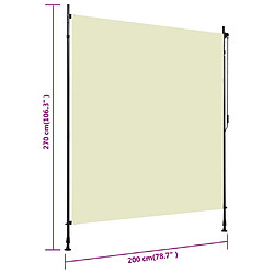 vidaXL Store roulant d'extérieur 200 x 270 cm Crème pas cher