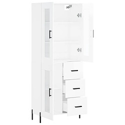 Avis vidaXL Buffet haut Blanc brillant 69,5x34x180 cm Bois d'ingénierie