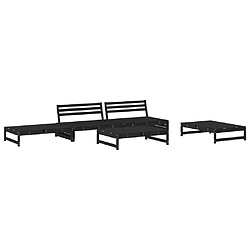 vidaXL Salon de jardin 5 pcs noir bois massif de pin