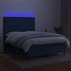 Acheter Maison Chic Lit adulte- Lit + matelas,Sommier à lattes de lit et matelas et LED Bleu 140x190 cm Tissu -GKD57820