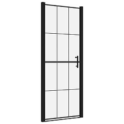 vidaXL Porte de douche verre trempé 91x195 cm noir