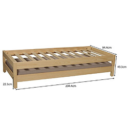 Acheter Le Quai Des Affaires Lit empilable JONAS 90x200 (lot de deux lits)+ 2 sommiers / Naturel