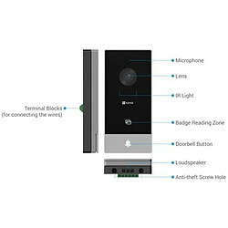 EZVIZ Visiophonne HP5 - Alimentation sur 2 fils - Résolution 1080P - Déverrouillage à distance de la porte/portail - Écran tactile de 7 pouces - Design fin - Co