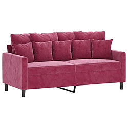 Maison Chic Canapé à 2 places,Sofa de Salon,Canapé droit Rouge bordeaux 140 cm Velours -GKD375971