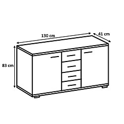 Pegane Commode meuble de rangement coloris effet bois - Longueur 130 x Hauteur 83 x Profondeur 41 cm