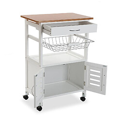 Avis Versa Chariot de cuisine avec roulettes et tiroirs Guyana 58x37x84,5cm,Bois, Blanc et marron