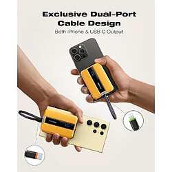 Avis SANAG Pd 30W Batterie Externe 10,000 Mah Avec Détachables Deux Ports Cordon Intégré, Petit Portable Power Bank Charge Rapide Batterie Chargeur Pour Iphone/Samsung/Ordinateur/Tablette (Jaune Ambré)