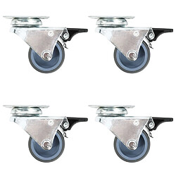 vidaXL Roulettes pivotantes doubles à double frein 4 pcs 50 mm