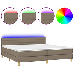 vidaXL Sommier à lattes de lit et matelas et LED Taupe 200x200cm Tissu