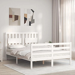 Maison Chic Lit adulte - Cadre Structure de lit avec tête de lit Contemporain blanc 140x200 cm bois massif -MN88097