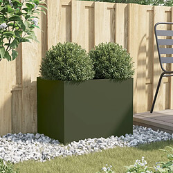 Avis Maison Chic Jardinière,Bac à fleurs - pot de fleur vert olive 62x47x46 cm acier laminé à froid -GKD12930